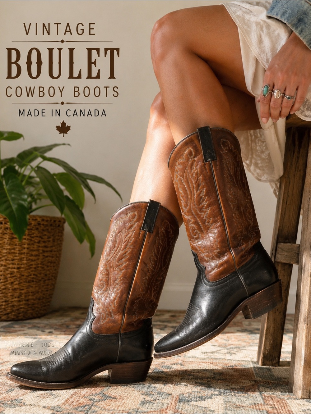 Vintage Boulet Cowboy Boots | Made in Canada | Women’s 10–10.5 | Genuine Leather
